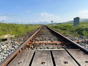 Long view of the train line from Harlech to Llandecwyn